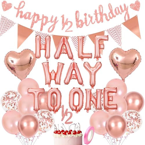 PAUBLLON Half Way to One Dekorationsset – 32 Stück 6 Monate Geburtstagsparty-Zubehör für 1/2 Geburtstag Junge, inklusive Dreieck-Banner, Luftballons und Kuchenaufsätzen, blaues Thema Babyparty-Dekor PAUBLLON Half Way to One Dekorationsset – 32 Stück 6 Monate Geburtstagsparty-Zubehör für 1/2 Geburtstag Junge, inklusive Dreieck-Banner, Luftballons und Kuchenaufsätzen, blaues Thema Babyparty-Dekor von PAUBLLON