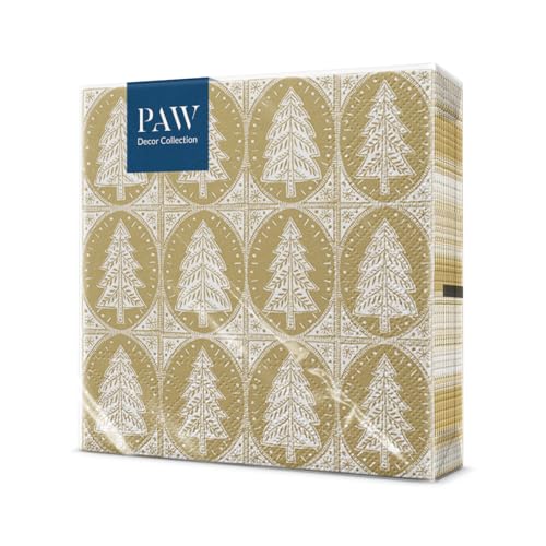 PAW - Servietten 3-lagig (33 x 33 cm) | 20 Stück | Papierservietten Bunt Perfekt für den Weihnachtstisch | Einweg Servietten - Weihnachten, Winter, Weihnachtsbaum | Muster-Weihnachtsbäume von PAW Decor Collection