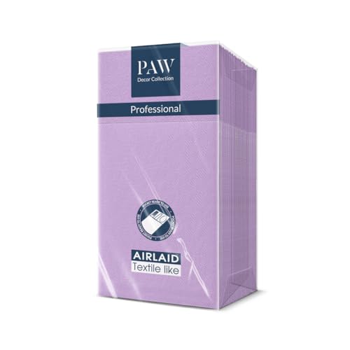 PAW - Servietten aus Airlaid - Stoffähnlich (1/8 pocket) I 25 Stück I Ideal für Hochzeit, Taufe, Kommunion, Geburtstag I Hochwertige Tischdeko Stoffservietten - Einfarbig Lila I Monocolor violet von PAW Decor Collection