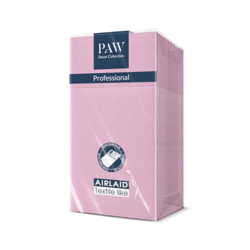 PAW - Servietten aus Airlaid - Stoffähnlich (1/8 pocket) I 25 Stück I Ideal für Hochzeit, Taufe, Kommunion, Geburtstag I Hochwertige Tischdeko Stoffservietten - Einfarbig Pink I Monolcolor light rose von PAW Decor Collection