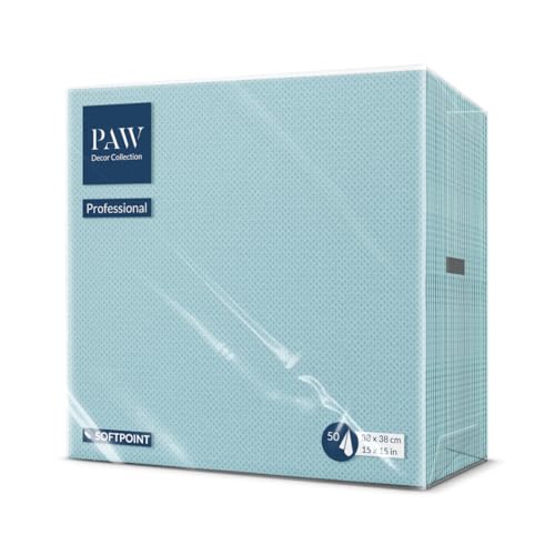 PAW - Soft Point Servietten (38 x 38 cm) | 50 Stück Gastroservietten | Weich und robust | Ideal für den täglichen Gebrauch, Kneipen und Cafés | Einfarbig Azzurro von PAW Decor Collection