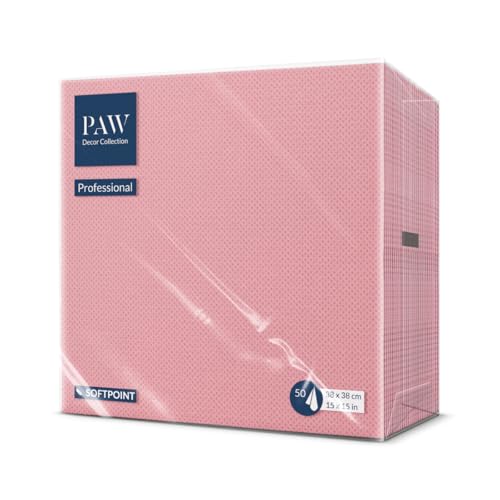 PAW - Soft Point Servietten (38 x 38 cm) | 50 Stück Gastroservietten | Weich und robust | Ideal für den täglichen Gebrauch, Kneipen und Cafés | Einfarbig Rosa von PAW Decor Collection