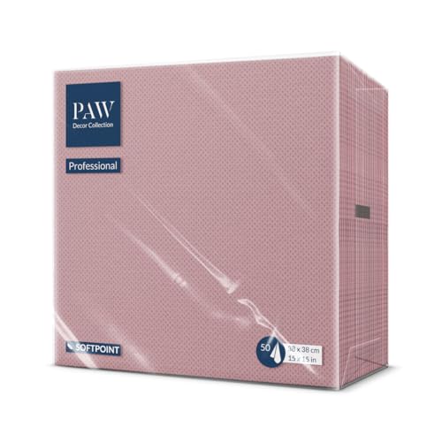 PAW - Soft Point Servietten (38 x 38 cm) | 50 Stück Gastroservietten | Weich und robust | Ideal für den täglichen Gebrauch, Kneipen und Cafés | Einfarbig Staubiges Rosa von PAW Decor Collection