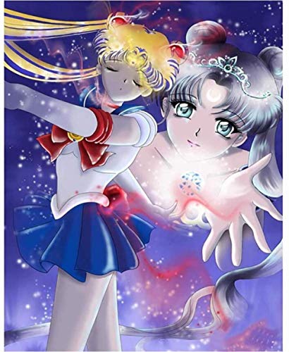 PAWANG 5D Malerei Wandkunst DIY Diamantstickerei Vollrunde Diamant Anime Sailor Moon Kreuzstich Bild Mosaik Home Decoration30*40cm von PAWANG