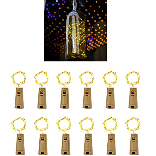 PAWARSO Flaschenlichterkette Korken, 12 Stück 2M 20LED Flaschenlicht Batterie LED Glas Korken Licht Lichterkette für Flasche für Weihnachten, Halloween, Hochzeit (Warmweiß) von PAWARSO