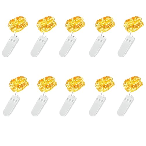 PAWARSO Lichterkette Batterie, 10 Stück 1M 10 LED Lichterkette mit Batterie, Lichterkette Innen, Mini Lichterkette für Weihnachtsdeko, DIY, Party, Hochzeitsdeko, Zimmer Deko, Warmweiß von PAWARSO