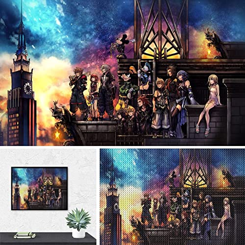 PAWCA 5D DIY Diamond Painting,Anime Kingdom Hearts,Stickerei Kreuzstich Mosaik Home Decor-50x60cm von PAWCA