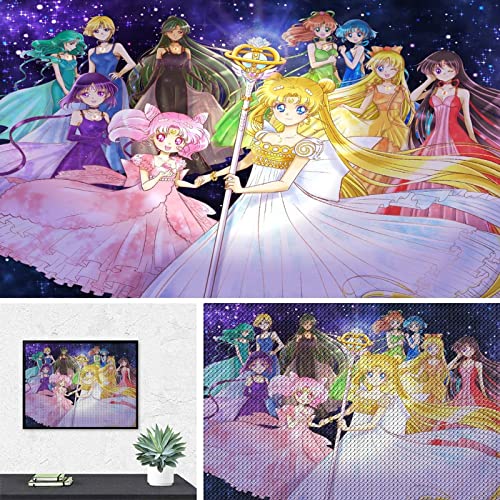 PAWCA 5D DIY Diamond Painting,Anime Sailor Moon,Crystal Strass Cross Stitch Kit, Mosaik-Handwerk für die Heimdekoration(round drill)-40x50cm von PAWCA