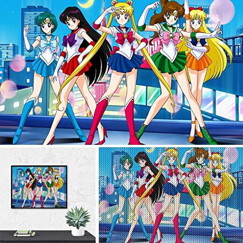 PAWCA 5D DIY Diamond Painting,Anime Sailor Moon,Stickerei Kreuzstich Mosaik Home Decor-40x50cm von PAWCA