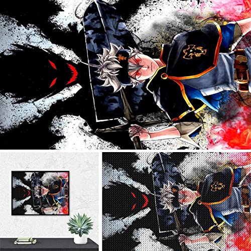 PAWCA 5D DIY Diamond Painting,anime black cloverCrystal Strass Cross Stitch Kit, Mosaik-Handwerk für die Heimdekoration(round drill)-50x60cm von PAWCA