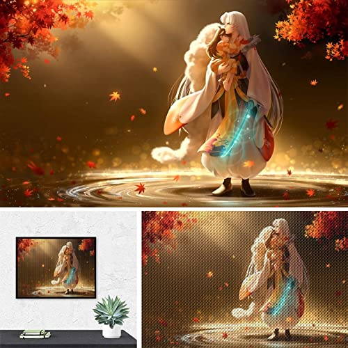 PAWCA 5D Diamond Painting,Anime InuYasha,DIY Mosaik Kreuzstich Diamant Malerei Set Handwerk Geschenk Wohnkultur-30x40cm von PAWCA