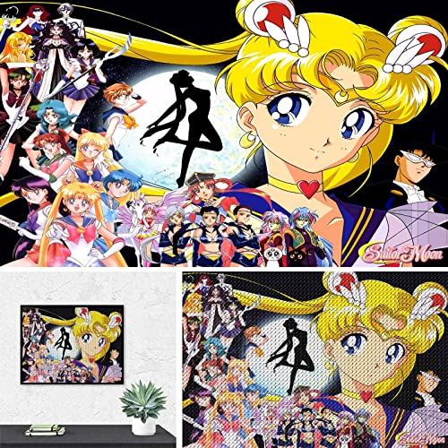 PAWCA 5D Diamond Painting,Anime Sailor Moon,DIY Mosaik Kreuzstich Diamant Malerei Set Handwerk Geschenk Wohnkultur-30x40cm von PAWCA