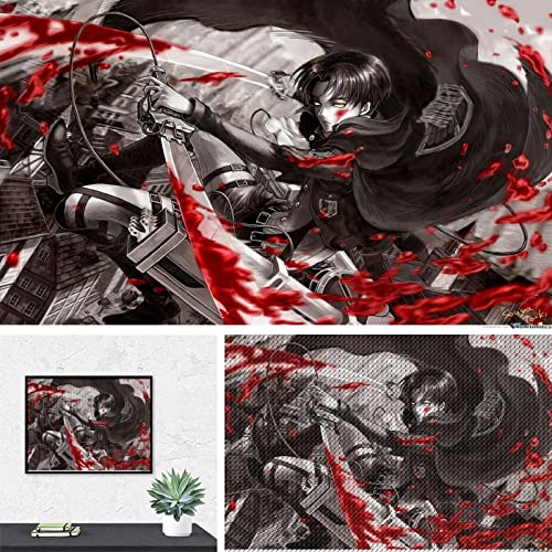 PAWCA 5D Full Diamond Painting Kit,Anime Attack On Titan,DIY Diamond Strass Painting Kits für Erwachsene Stickerei Kunst Home Decor(round drill)-30x40cm von PAWCA