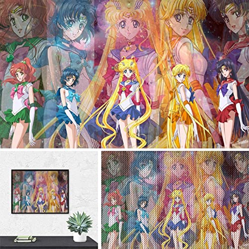 PAWCA 5D Full Diamond Painting Kit,Anime Sailor Moon,DIY Diamond Strass Painting Kits für Erwachsene Stickerei Kunst Home Decor(round drill)-30x40cm von PAWCA