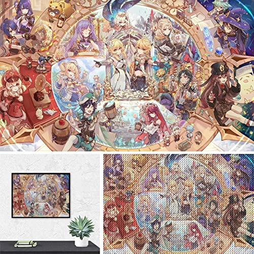 PAWCA Anime Genshin Impact,5D Diamond Painting Kit Full Drill Diamond Art Crystal Art Kits für Erwachsene Kinder(round drill)-50x50cm von PAWCA