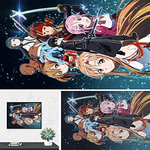 PAWCA Anime Sword Art Online,5D Diamond Painting Kit Full Drill Diamond Art Crystal Art Kits für Erwachsene Kinder(round drill)-40x40cm von PAWCA