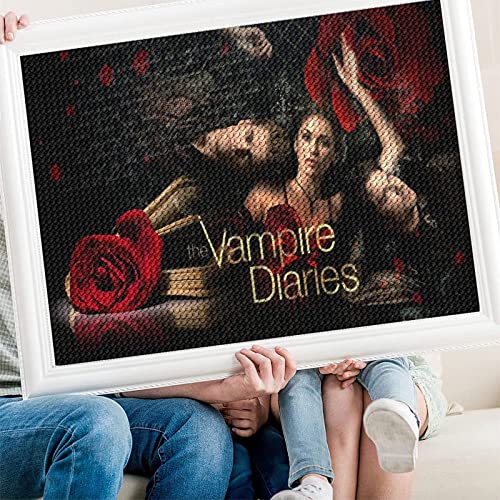 PAWCA DIY 5D Diamond Painting Kits for Adults Kids, The Vampire Diaries art,Full Drill Diamond Embroidery Kits Cross Stitch Crystal Rhinestone Pictures Arts Craft Home Wall Decoration（40x40cm） von PAWCA