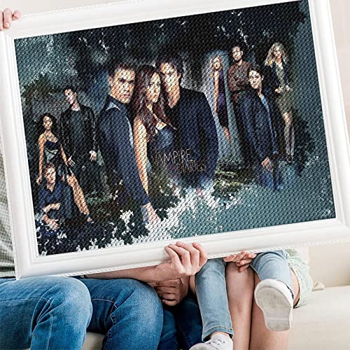 PAWCA Diamant Malere Kits, The Vampire Diaries Poster,DIY 5D Diamond Painting Set, Malen nach Zahlen Diamant, Diamant Painting Bilder Arts Craft für Home Wand Decor（Runder Diamant30x40cm） von PAWCA