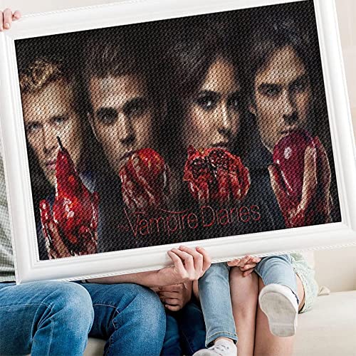 PAWCA Diamond Painting, Vampire Diaries DIY 5d Diamant Painting Bilder, Diamant malerei Kits Malen nach Zahlen Wohnzimmer Bilder für die Inneneinrichtung（Runder Diamant50x60cm） von PAWCA