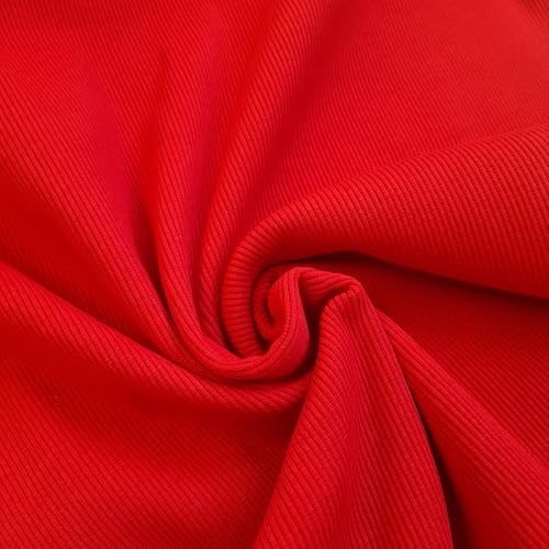 PAWOTEX Bündchenstoff schlauchware 100x50cm 280g Bündchenstoff meterware Strickbündchen Rippbündchen für Sweatshirts, Mützen, Schals und Kleidung Farbe: Rot von PAWOTEX FABRYKA DZIANIN