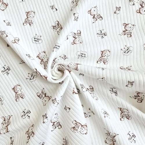 PAWOTEX Ripp jersey Rib Jersey Bedruckt Ribstrick Elastische Ökotex 100% baumwollstoff Gerippter Jerseystoff Rippjersey Stoff Meterware für Bekleidung Kinder, Mädchen, Jungen oder Frauen 150x50cm 180g von PAWOTEX FABRYKA DZIANIN