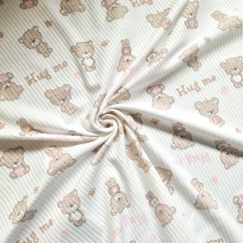 PAWOTEX Ripp jersey Rib Jersey Bedruckt Ribstrick Elastische Ökotex 100% baumwollstoff Gerippter Jerseystoff Rippjersey Stoff Meterware für Bekleidung Kinder, Mädchen, Jungen oder Frauen 150x50cm 180g von PAWOTEX FABRYKA DZIANIN