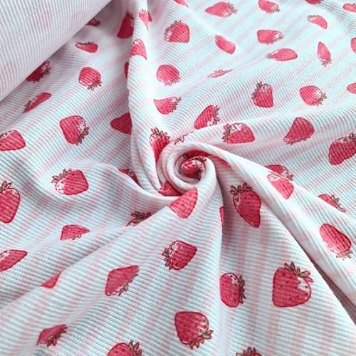 PAWOTEX Ripp jersey Rippjersey Stoff Meterware Rib Jersey Bedruckt Erdbeeren Ribstrick Elastische Gerippter Jerseystoff Ökotex baumwollstoff für Bekleidung Kinder, Mädchen Tops Mützen Schals 100x50cm PAWOTEX Ripp jersey Rippjersey Stoff Meterware Rib Jersey Bedruckt Erdbeeren Ribstrick Elastische Gerippter Jerseystoff Ökotex baumwollstoff für Bekleidung Kinder, Mädchen Tops Mützen Schals 100x50cm von PAWOTEX FABRYKA DZIANIN