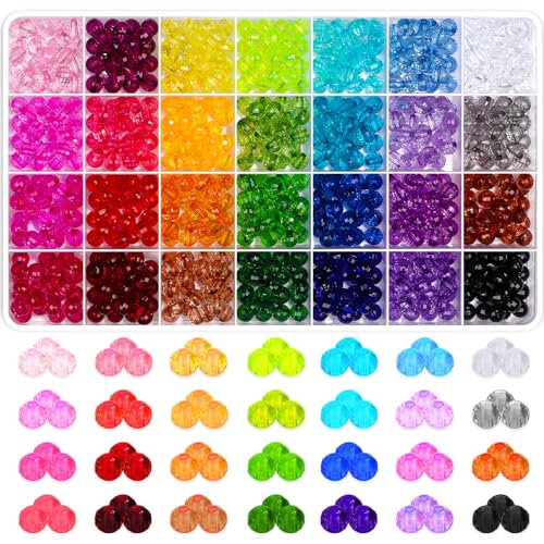 Paxcoo Kristallperlen zur Schmuckherstellung, Kristall-Acrylperlen, facettierte Schmuckperlen, Doppelkegel, Edelstein für die Schmuckherstellung, 8 mm, 700 Stück Paxcoo Kristallperlen zur Schmuckherstellung, Kristall-Acrylperlen, facettierte Schmuckperlen, Doppelkegel, Edelstein für die Schmuckherstellung, 8 mm, 700 Stück von PAXCOO