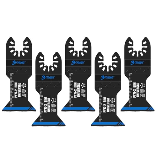 PAYA Multitool Sägeblätter Oszillierende Klingen E-cut Zubehör Premium Bi-Metall mit gewellten Zähnen Sägeblatter für nageleingebettetes Holz, Weichmetalle und PVC, 5tlg PY77-2 von PAYA TOOLS