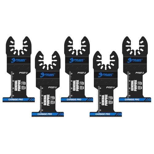 PAYA Multitool Sägeblätter Oszillierende professionelle Klingen 44mm Hartmetall Sägeblatter für schwere Metalle Nägel Aluminium Rohre Holz Kupfer und andere harte Materialien, 5tlg PY227-3 von PAYA TOOLS