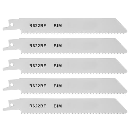 PAYA Säbelsägeblätter 5 Stk. Säbelsägeblatter aus Bi-Metall Sägeblatt Set E-cut Zubehör zum schnellen Schneiden von Dickes Blech (3-8mm) Massive Rohre/Profile (Ø 10-100mm) R622BF von PAYA TOOLS