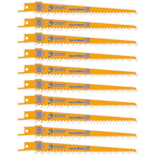 PAYA Säbelsägeblätter Sägeblatt Holz 10 Stk. Stichsägeblätter Set E-cut Zubehör aus HCS zum Schneiden von Bauholz Holzpaneele Platten MDF Sperrholz Kunststoff speziell für Einstiche PYR644D PAYA Säbelsägeblätter Sägeblatt Holz 10 Stk. Stichsägeblätter Set E-cut Zubehör aus HCS zum Schneiden von Bauholz Holzpaneele Platten MDF Sperrholz Kunststoff speziell für Einstiche PYR644D von PAYA TOOLS
