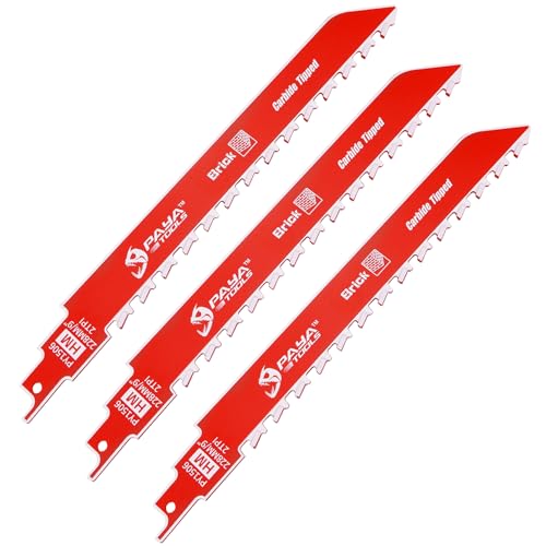 PAYA Säbelsägeblatt aus Hartmetall (Karbid) für Porenbeton, Hohlziegel & Schweres Metall – 228 mm, Robustes E-Cut Design, 3 Stück PY1506 von PAYA TOOLS