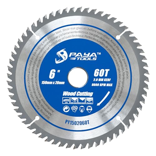 PAYA TCT Kreissägeblatt Ø 150 mm x 20 mm 60 Zähne Kreissäge Zubehör Sägen Heimwerken Schneiden Brennholz Für Paletten, Holz etc. PY1502060T von PAYA TOOLS