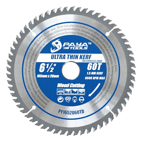 PAYA TCT Kreissägeblatt Ø 165 mm x 20 mm 60 Zähne Ultradünner Schnitt Kreissäge Zubehör Sägen Heimwerken Schneiden Brennholz Für Paletten, Holz etc. PY1652060TD von PAYA TOOLS