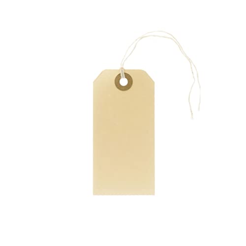 1.000 Manila-Etiketten Hängeetiketten, Faden beiliegend, beige-braun | PB-Onlinehandel (100x50mm) von PB-Onlinehandel