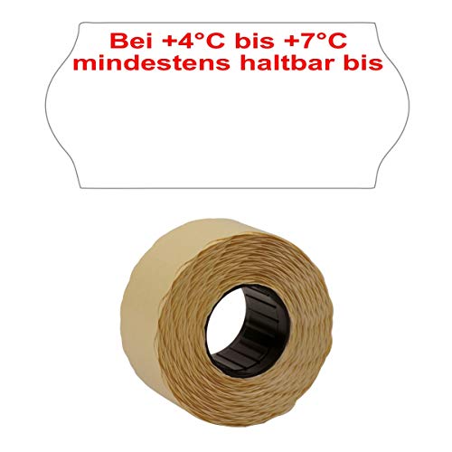 1.500 Etiketten 26x12mm weiß "Bei +4°C bis +7°C mindestens haltbar bis" permanent (1 Rolle), Kennzeichnung Haltbarkeit für Preisauszeichner| PB-Onlinehandel von PB-Onlinehandel