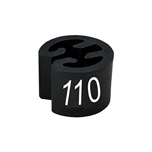 50 Größenreiter MINI Ø13mm für Kleiderbügel schwarz, Druck weiß - Aufdrucke wählbar (110) von PB-Onlinehandel