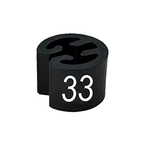 50 Größenreiter MINI Ø13mm für Kleiderbügel schwarz, Druck weiß - Aufdrucke wählbar (33) von PB-Onlinehandel