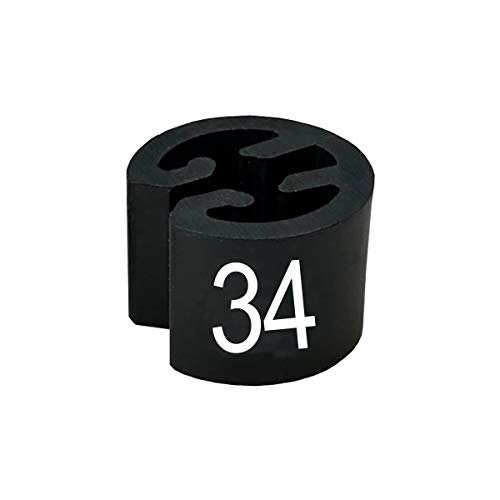 50 Größenreiter MINI Ø13mm für Kleiderbügel schwarz, Druck weiß - Aufdrucke wählbar (34) von PB-Onlinehandel