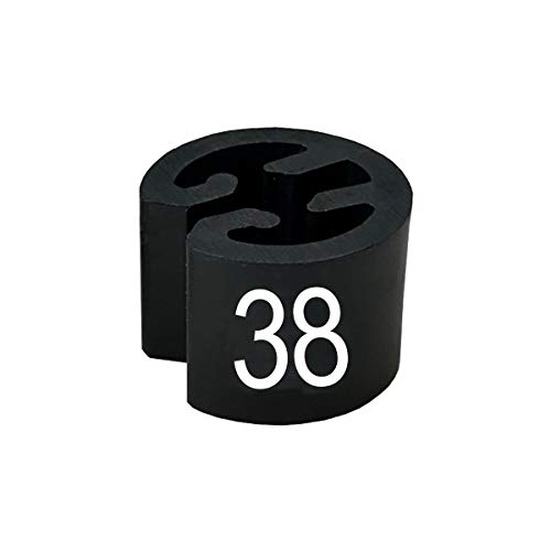 50 Größenreiter MINI Ø13mm für Kleiderbügel schwarz, Druck weiß - Aufdrucke wählbar (38) von PB-Onlinehandel