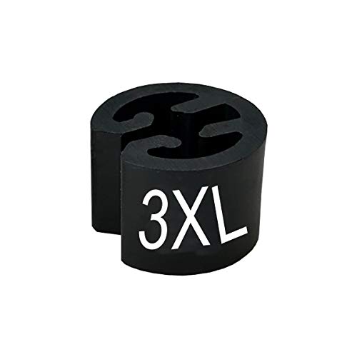 50 Größenreiter MINI Ø13mm für Kleiderbügel schwarz, Druck weiß - Aufdrucke wählbar (3XL) von PB-Onlinehandel