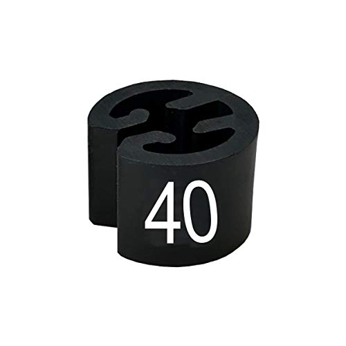 50 Größenreiter MINI Ø13mm für Kleiderbügel schwarz, Druck weiß - Aufdrucke wählbar (40) von PB-Onlinehandel