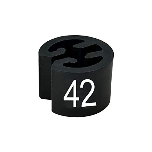 50 Größenreiter MINI Ø13mm für Kleiderbügel schwarz, Druck weiß - Aufdrucke wählbar (42) von PB-Onlinehandel