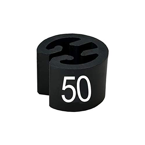 50 Größenreiter MINI Ø13mm für Kleiderbügel schwarz, Druck weiß - Aufdrucke wählbar (50) von PB-Onlinehandel