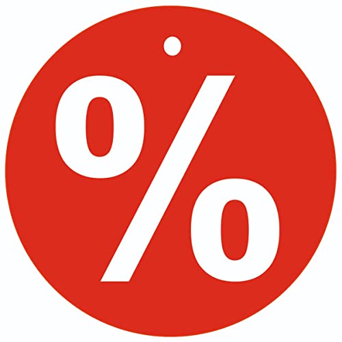 500 Aktionsetiketten, rot-weiss Prozent, 50mm rund, beidseitig bedruckt | PB-Onlinehandel von PB-Onlinehandel