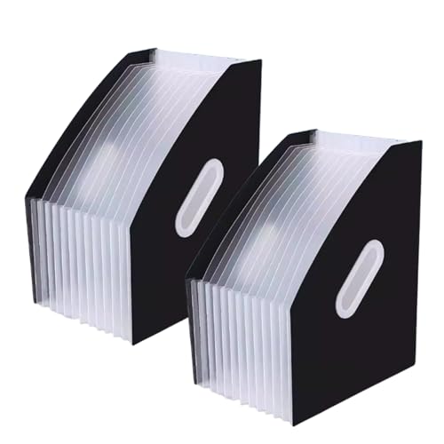 Ordner-Organisator, Expanding File Folder, Aktenordner, erweiterbar, A4, 13 Taschen, 2er-Pack, mehrfarbig(Black) von PBDEIOEOE