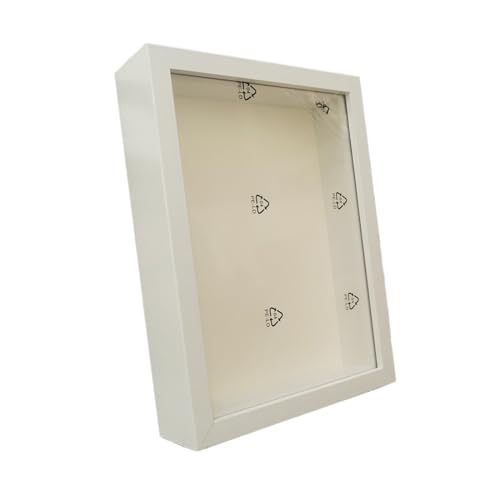 PBDEIOEOE Bilderrahmen, Shadow Box Frame 3cm Tiefe Holz Fotorahmen Mehrere Größen 6-10 Zoll Multicolor(White Frame,20.3x20.3 8inch) von PBDEIOEOE