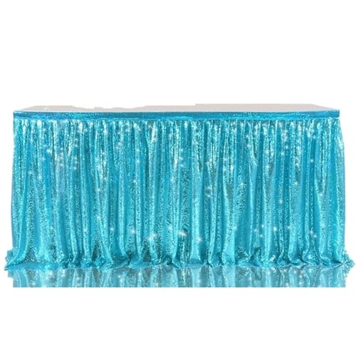 PBDEIOEOE Plissee-Tischrock 14ft rote Pailletten Rechteck quadratisch rund Glitter Tischdecke for Hochzeit Party Abendessen Weihnachtsdekoration(Green,70x250cm) von PBDEIOEOE