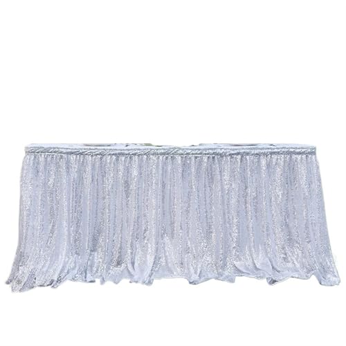 PBDEIOEOE Plissee-Tischrock 14ft rote Pailletten Rechteck quadratisch rund Glitter Tischdecke for Hochzeit Party Abendessen Weihnachtsdekoration(Silvery,70x250cm) von PBDEIOEOE